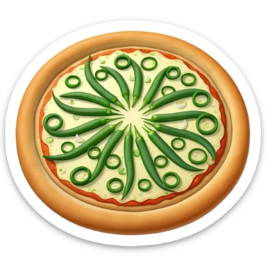 crispy pizza base with fresh green garlic scapes sticker