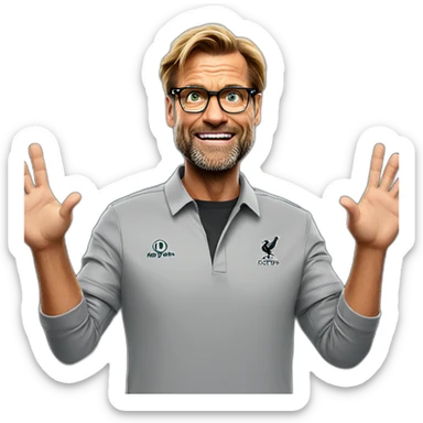 Jurgen Klopp shoulder shrug with hands up sticker