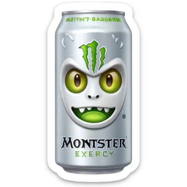 Crea un emoji de una lata de monster blanca de la bebida energética  sticker