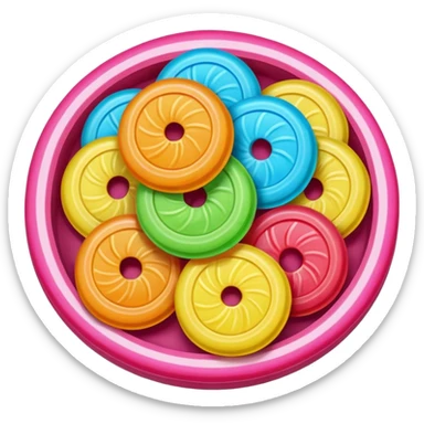 Sour circular hard candies with sour dust sticker