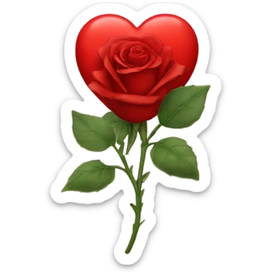Red heart with red rose sticker