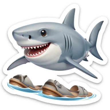 smiling shark with shoes sticker