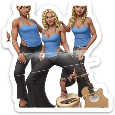 girl band with instruments sticker