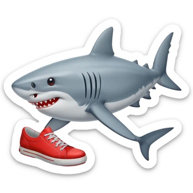 Shark wearing red shoes sticker