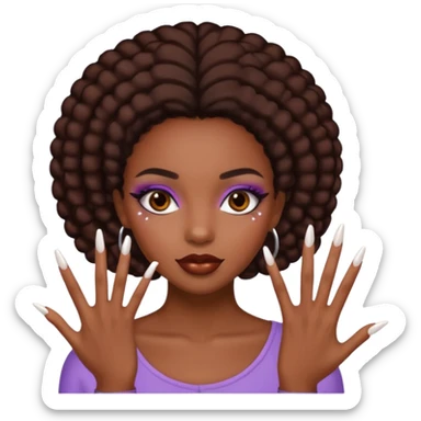 face girl with nails and cute make up black girl sticker