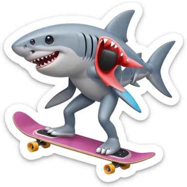 tubarao no skate sticker