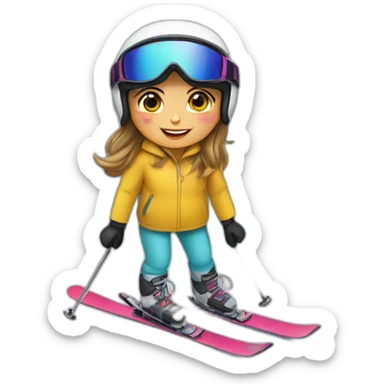 girl on a ski sticker