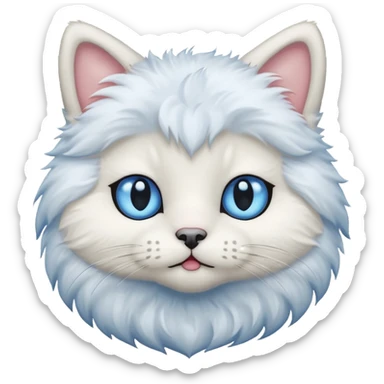 White teddy cat with blue eyes sticker