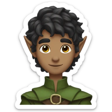 dark choppy hair introvert elf ranger attractive male sticker