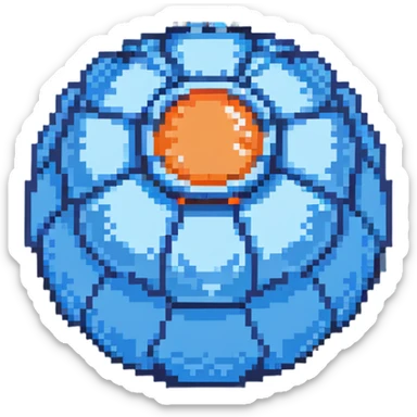 Blue digital bomb, round bomb body with blue highlights and details, no timer, sleek design, pixel art style sticker