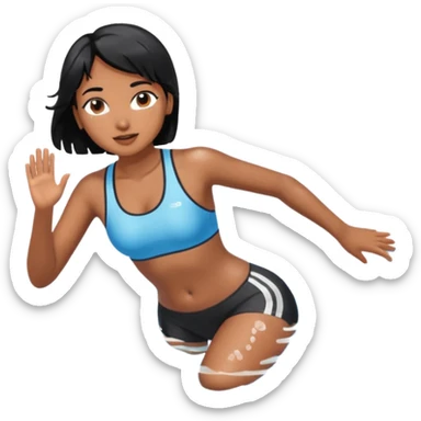 A girl swimming in Goan ocean. Girl should have black hair, clothes should be shorts and tank top or sports bra because she is Indian. Color should be brown like light dusky not dark sticker