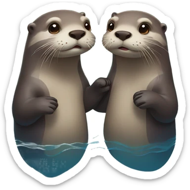 otters holding hands swimming  sticker