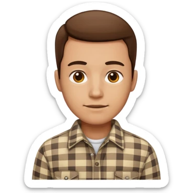 male in checkered shirt, not t shirt sticker