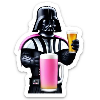 pink Darth vader drinking beer sticker
