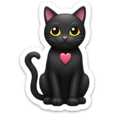 Black cat with hearts instead of eyes sticker