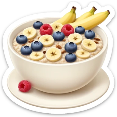 Breakfast oat porridge with banana, blueberries and raspberries sticker
