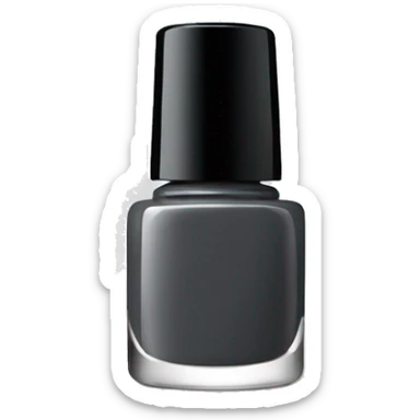 Dark grey nail polish bottle with black lid sticker