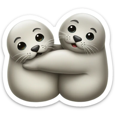 two seals in love hugging sticker