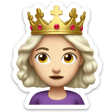 White-skinned woman, crown on head, angry, independent, queen, Cross her arms sticker