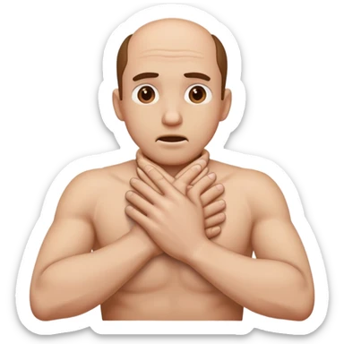 man crossing hands and choking sticker