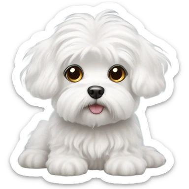Little white Maltese dog with curly hair and puppy eyes sticker