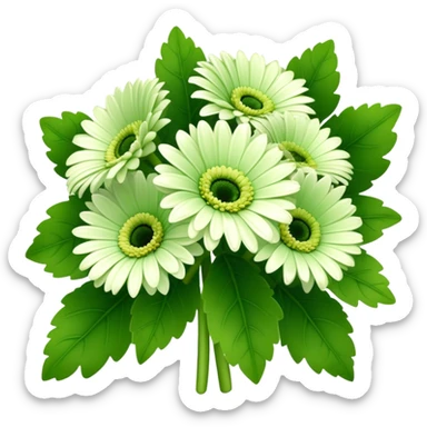 bouquet Soft Green Gerbera Daisy, luxuriant, leaf, bud sticker