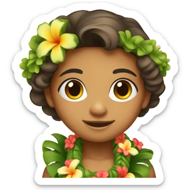 Cute Hawaiian girl with lei sticker