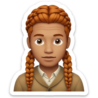thick ginger braids man sticker