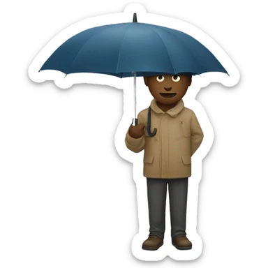 Blind person with an umbrella sticker