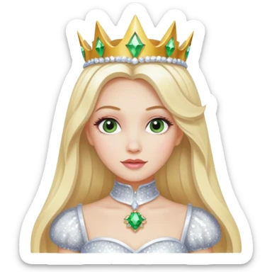 Th Good Witch from Oz with long blonde hair, white sequin outfit sticker