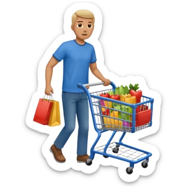 man-with-a-shopping-cart-full-body sticker