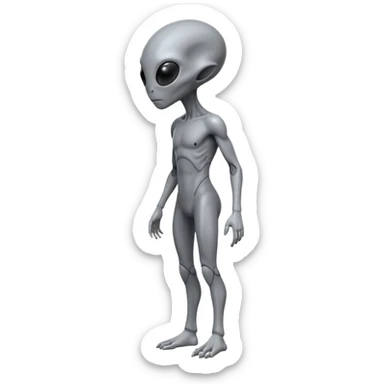 fullbody humanoid gray alien direct sideview sticker