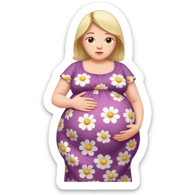 very heavily pregnant overdue woman with very  very big and large belly  sticker