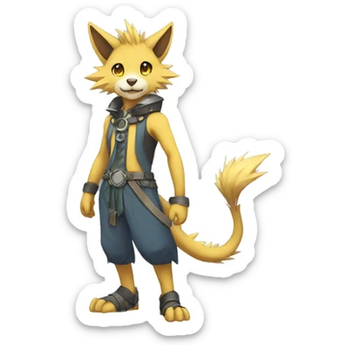 Anthro Sona Fakemon with a spiked collar Full Body sticker