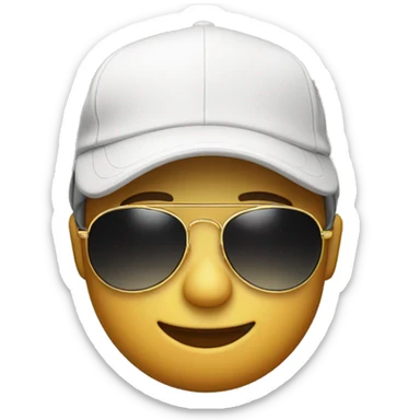 A circular emoji with a pair of aviator sunglasses , a backwards baseball cap tilted slightly, and a gold chain around its neck. Make the overall expression slightly smug and confident. sticker