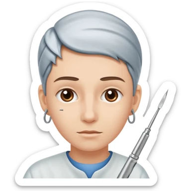 bisturi ao lado de uma orelha sticker