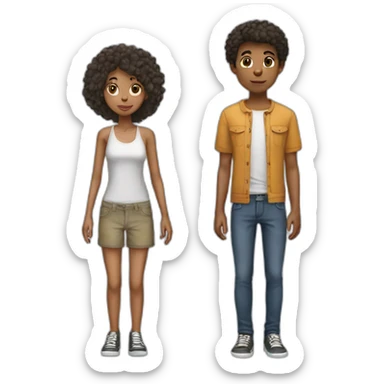 skinny girl and skinny boy  sticker