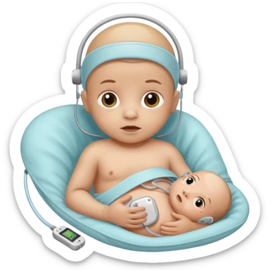 NICU tiny microprem baby in isolette with monitoring attached. sticker