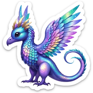 Pastel nebula glittery Randomly-faerie-drake-colored sparkly exotic Fakémon-creature sticker