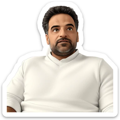 contemplative male in white sweater sticker