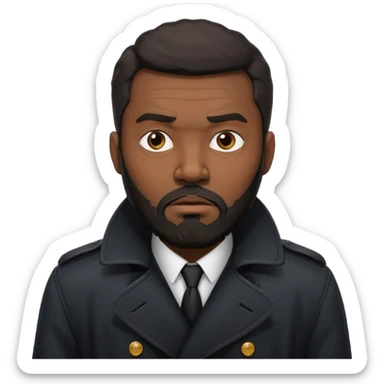 black bearded man in black in black trenchcoat  sticker