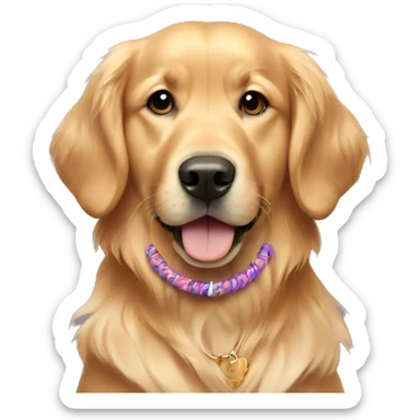 golden retriever wearing a friendship bracelet  sticker