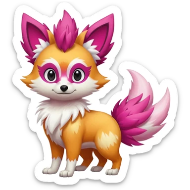 Electric snowy white pink magenta feathery Fennekin-Growlithe-Electrike-fusion (full body) sticker