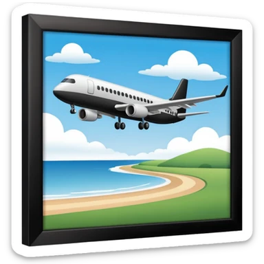 airplane departure black sticker
