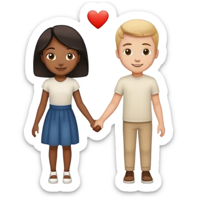 Black girl and white boy couple holding hands  sticker