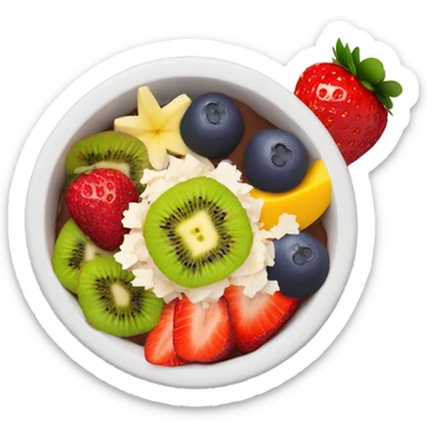 acai bowl with strawberries/ mango/ kiwi/ and coconut flakes sticker