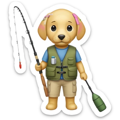 Yellow lab with fishing gear sticker