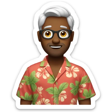 Shrug emoji wearing hawaiian shirt sticker