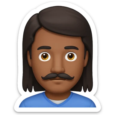 White man with dark mullet and mustache sticker