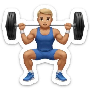 a man doing a squat while holding his ankles sticker